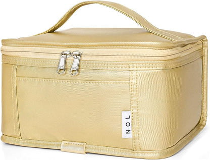 NOL Natural Organic Lifestyle Small Lunch Bag Mini Lunch Box Insulated Lunch Bag for Men/Women Leakproof Cooler Tote Bag Lightweight Nylon Waterproof Lunch Box For Work,Gold