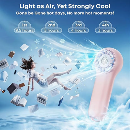 DREAMME 2 Portable Handheld Fan, Powerful Mini Fan, 4-Speed Personal Small, Cute Small Pocket, Rechargeable Operated Lash Fan for Travel, Summer Gifts for Women, Girls, Pink