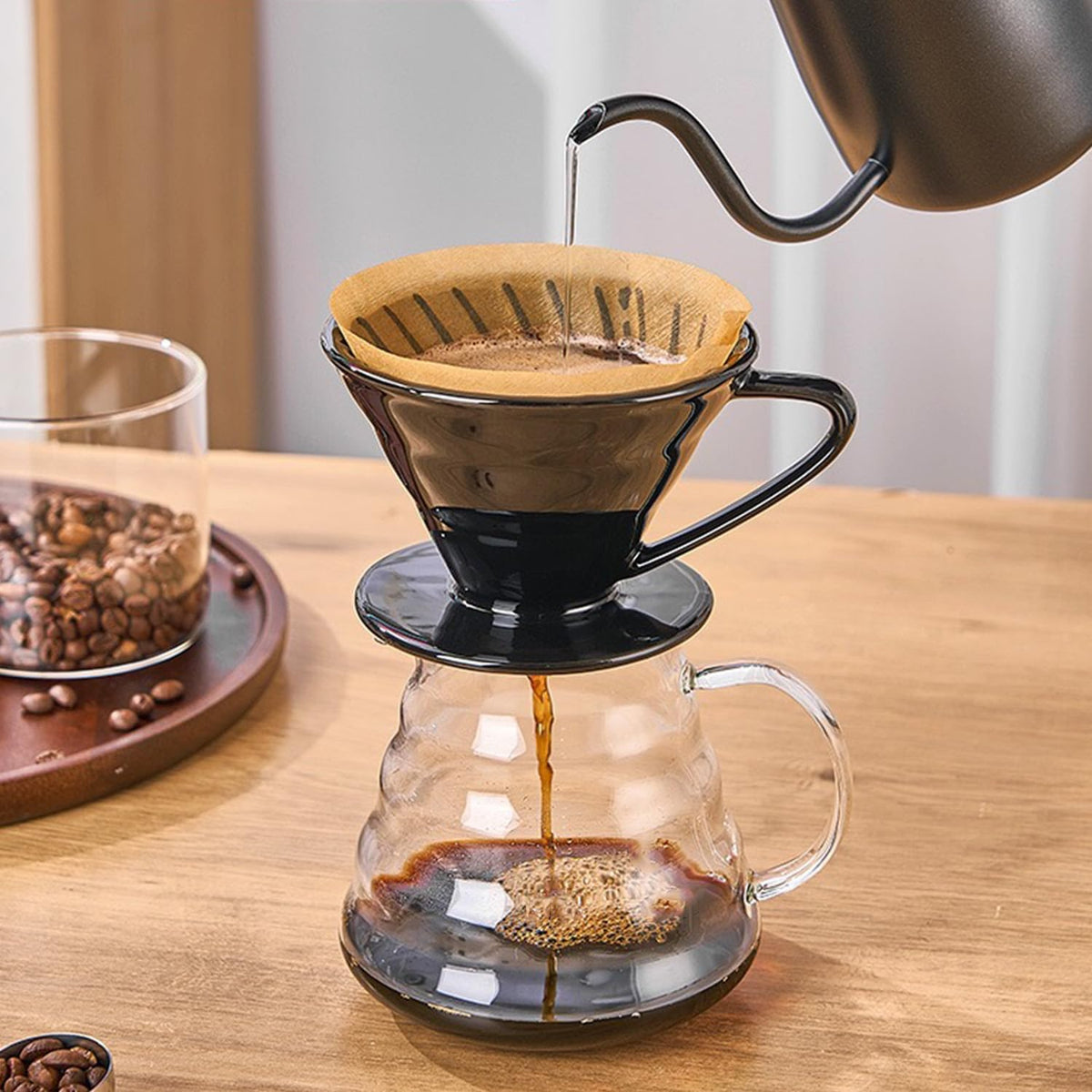 Pour Over Coffee Maker, Single Cup Coffee Dripper, Manual Porcelain Slow Brewing Accessories for Travel, Camping, Office, Home, Cafe