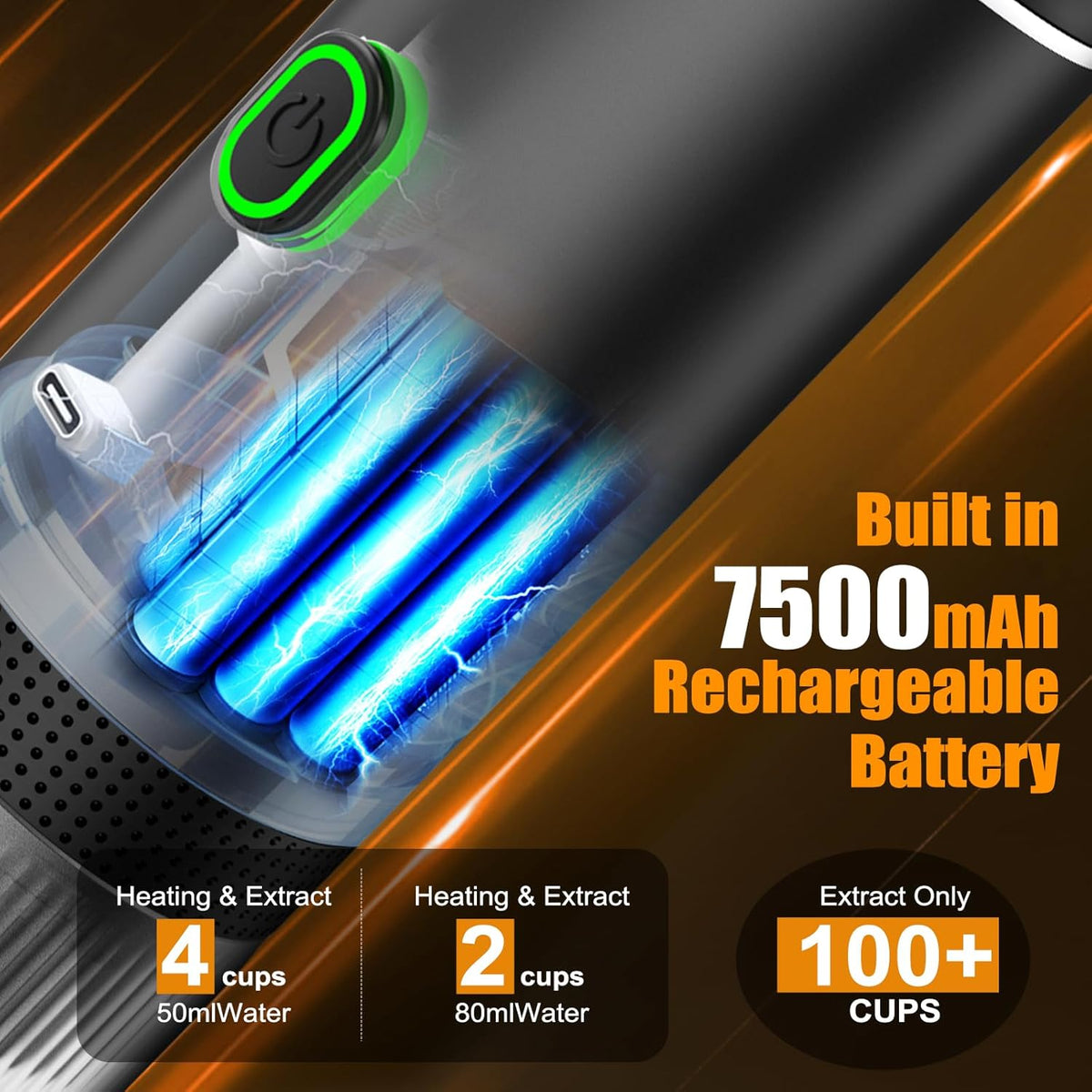 Portable Battery Espresso Coffee Maker for Travel, 20 bar Mini Car Espresso Machines, 3-in-1 Self-Heating Electric Espresso Maker, USB-C Ground Coffee & Capsule Pod(Ns&DG) RV, Hiking, Office