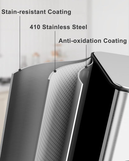 3 x 7.9 Gal (3 x 30L) Trash Can, Stainless Steel Triple Compartment Step-On Recycling Bin with Soft-Close Lids & Removable Plastic Inner Buckets for Kitchen, Home, Office