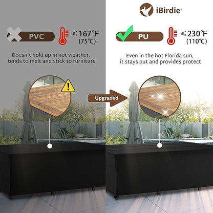 iBirdie Outdoor Patio Furniture Set Covers 84 x 64 inch fit 5 x 7 ft, 60, 62 inch Wide, 84, 83, 82 inch Long Outside Dining Table and Chairs, Waterproof Weatherproof Cover, Heavy Duty 600D