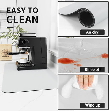 Coffee Mat - Absorbent Hide Stain Rubber Backed Dish Drying Mat for Kitchen Counter - Bar Mats for Countertops Accessories Fit Under Coffee Maker Espresso Machine