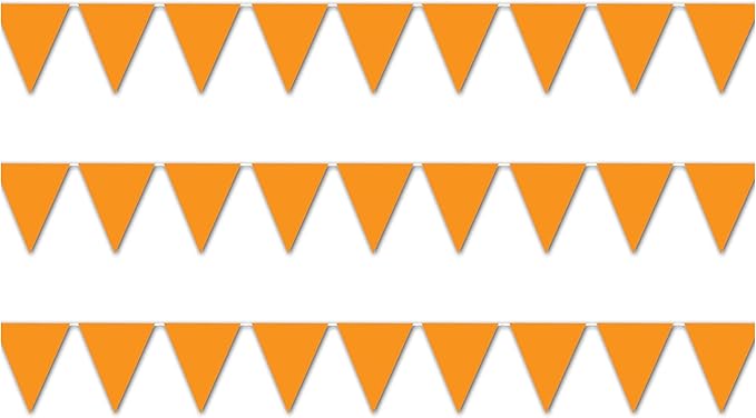 Beistle Pennant Banners 3 Piece, 11" x 12', Orange