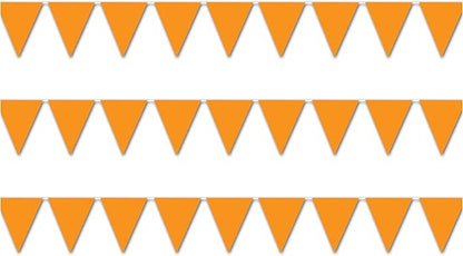 Beistle Pennant Banners 3 Piece, 11" x 12', Orange