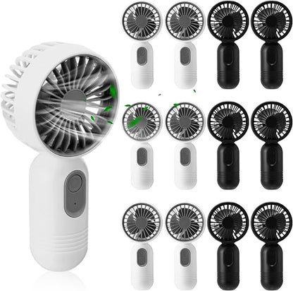Rossesay 12 Pack Mini Portable Handheld Fan Bulk for Travel 3 Speeds, Rechargeable USB Battery Operated, Small Personal Eyelash Fans for Women Men Indoor Outdoor(Black White,Classic Style)