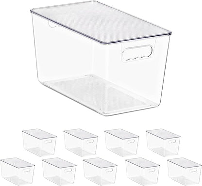 Sorbus Clear Storage Bins with Lids, 10 Pack X-Large Organization Bins with Handles – Clear Stackable Storage Containers for Storage, Pantry, Fridge, Cabinet, Closet & Kitchen Organization – BPA-Free