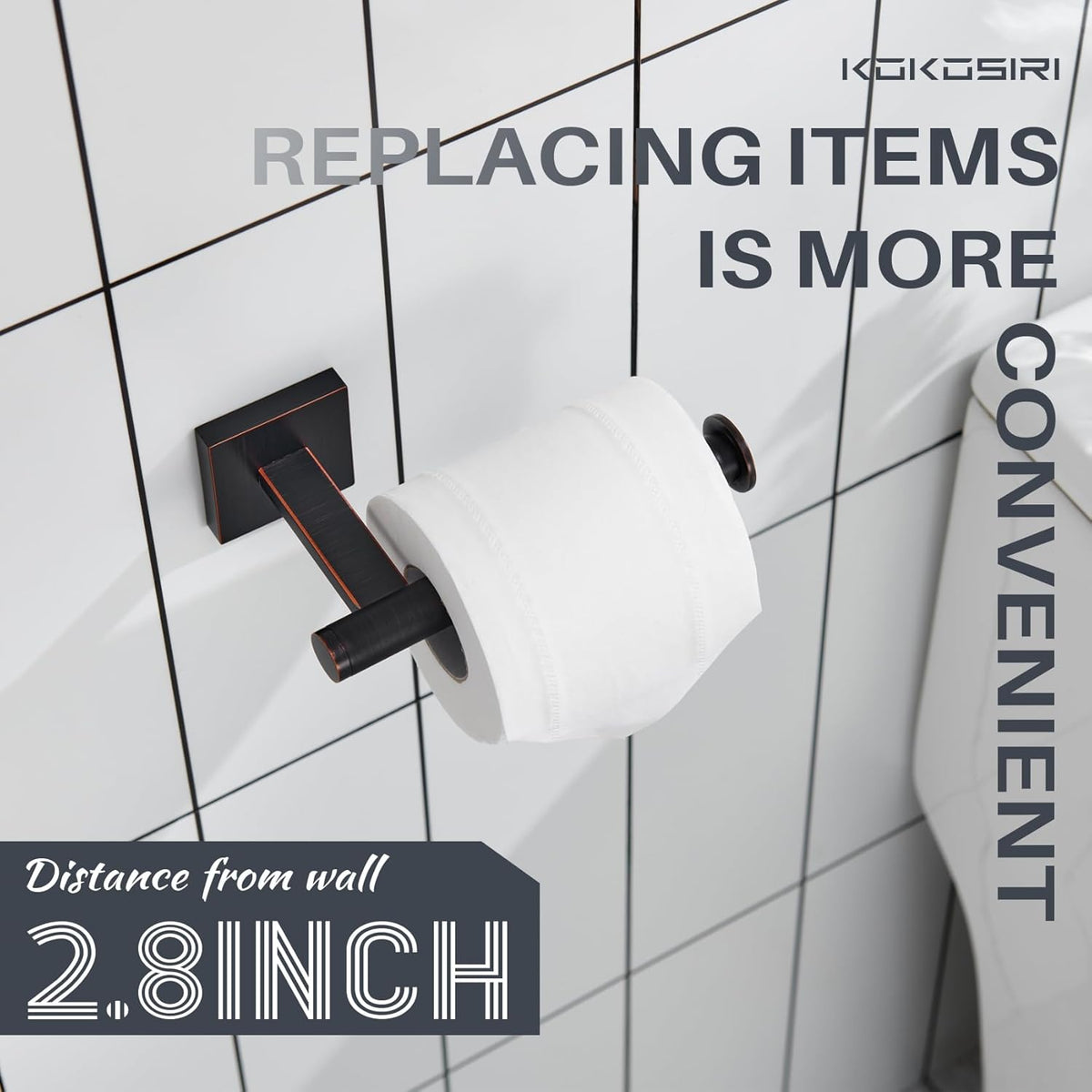 KOKOSIRI Toilet Paper Holder Oil Rubbed Bronze Toilet Roll Holder Hold Mega Rolls Kitchen Bathroom Tissue Paper Dispenser Stainless Steel, B2008ORB