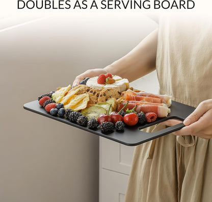 Cutting Boards for Kitchen [Set of 2], Wood Fiber Composite Cutting Board, Dishwasher Safe, Non Slip Non Toxic Chopping Board for Meat Vegetables Fruit Cheese - Black