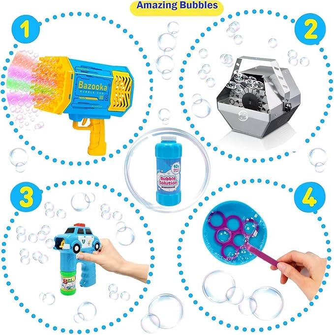 Blue 16oz Concentrated Bubble Solution 20-Pack, Refills up to 1.25 Gallons, Non-Toxic Concentrated Solution for Bubble Machines, Giant Bubble Wands, Bubble Gun and Blowers