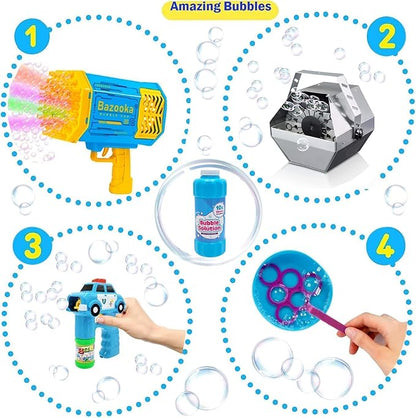 Blue 16oz Concentrated Bubble Solution 20-Pack, Refills up to 1.25 Gallons, Non-Toxic Concentrated Solution for Bubble Machines, Giant Bubble Wands, Bubble Gun and Blowers