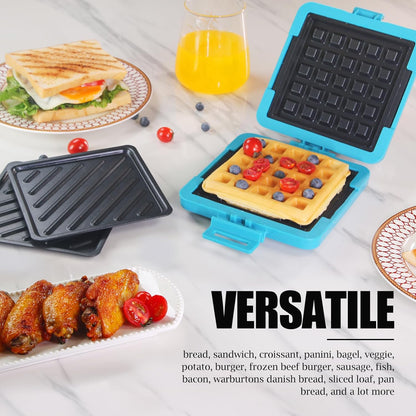 Toaster,Microwave Toaster, Sandwich Maker, Waffle Maker, Panini Maker, Dishwasher Safe,NO Electricity,Wireless,Time Saving,Fast (Blue, Microwave Sandwich and Waffle Maker)