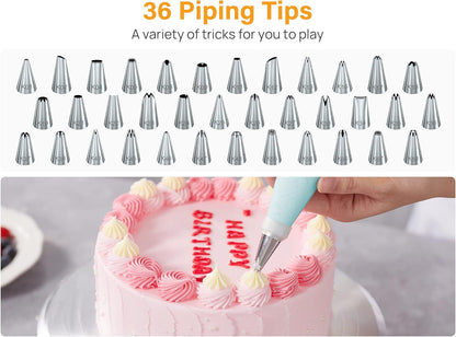 Kootek 42pcs Piping Bags and Tips Set, Cake Decorating Supplies Kits for Baking with 36 Numbered Frosting Icing Tips, 2 Reusable Pastry Bags