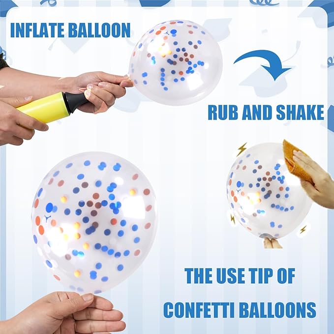 OuMuaMua 75Pcs Graduation Party Decorations Balloons Set - 12 Inch Congrats Grad Navy Blue Orange White Confetti Latex Balloons for Class of 2026 Graduation Birthday Party Decor Supplies