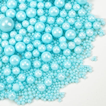 Dazzjoy Blue Edible Pearl, Edible Pearls Sugar Sprinkles, 130g/4.58oz, Blue Pearls Sprinkles for Cake Decorating, Cupcake Toppers