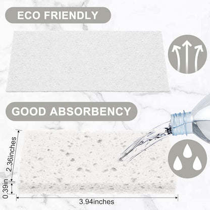 Zhengmy 100 Pieces Kitchen Sponge Bulk Natural Sponges for Dishes Compressed Wood Pulp Sponges Cleaning Sponge Without Scratching for Kitchen Bathroom, 3.9 x 2.4 x 0.12 Inch (White)