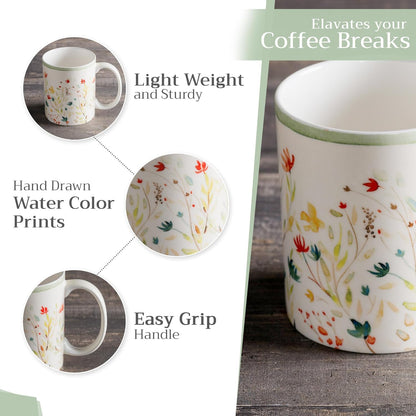Maison d' Hermine Coffee Mug with Handles Fine Bone China Mugs Pack of One Tea Cups for Hot Beverages Cappuccino Latte Home Restaurant Office Perfect for Gift (Colmar - Green, 15 Ounce)