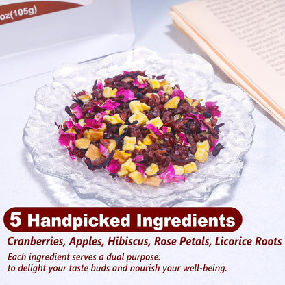 Tearelae - Cranberry Apple Tea Bags, 35 Count - Premium Cranberry Herbal Blend Tea with Dried Cranberries, Apples, Hibiscus