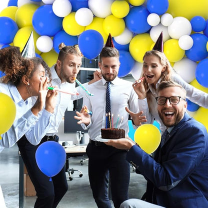 126PCS Blue Yellow White Balloon Arch Garland Kit - Royal Blue and Yellow Balloons White Balloon for Wedding Birthday Anniversary Bridal Shower Party Decorations