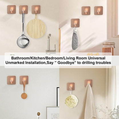 Aluminum Wall Hooks, No Drill Damage-Free Adhesive Hook, Product for Hanging Heavy Duty for Bathroom Kitchen Home (Slanting Square Rose Gold Hook, 4)