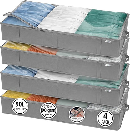StorageExpert Closet Organizers and Storage - Maximize Space with Under Bed Storage Containers & Clothes Storage - Ideal Closet Organizer, Toy Storage Organizer & Underbed Storage (Grey, 4 Pack)