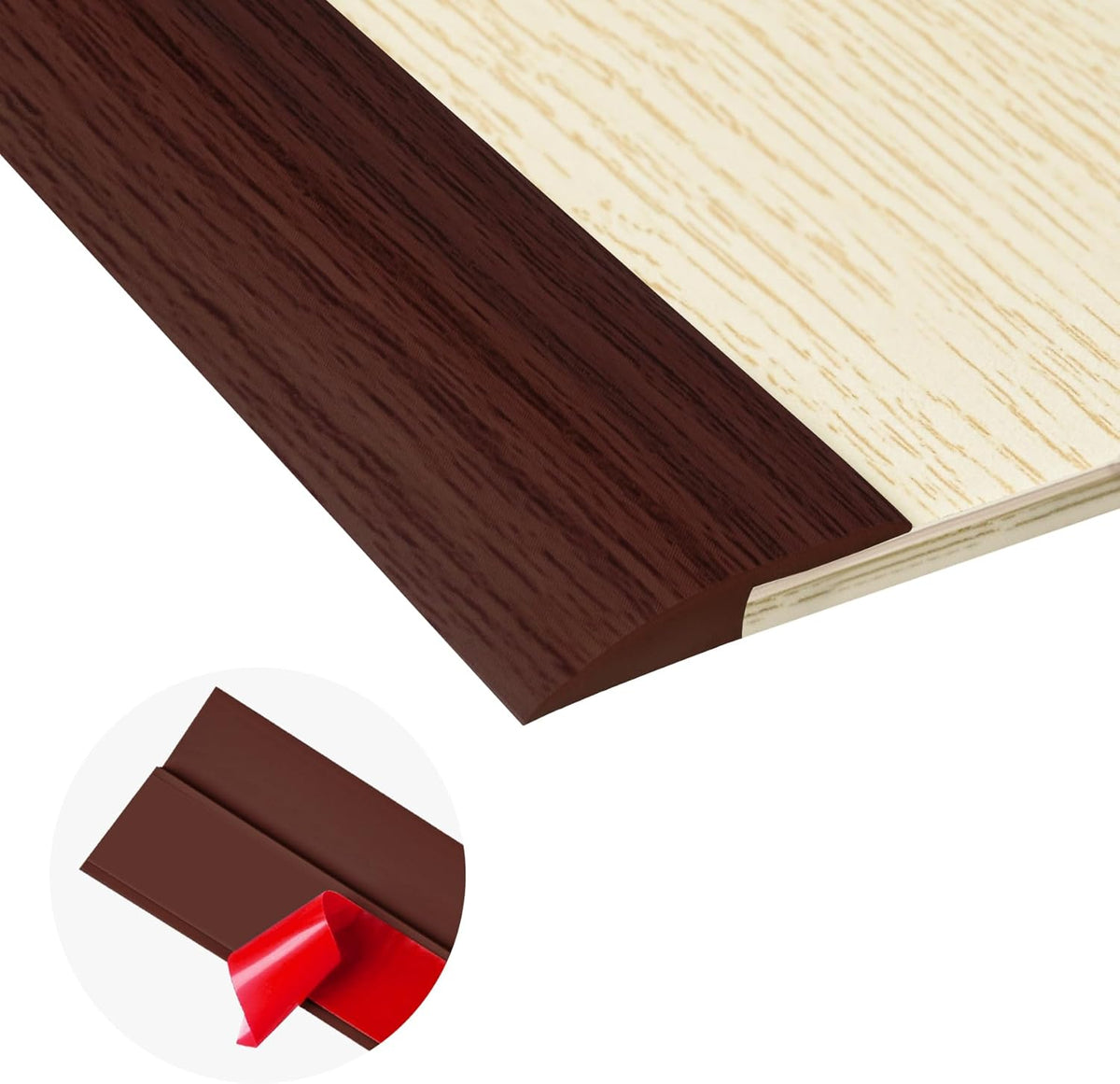 20Ft Carpet Floor Transition Strip, Self Adhesive Floor Edging Trim Strip, PVC Threshold Cover for Doorway, Floor Divider Strip Suitable for Threshold Height Less Than 5 mm - Red Wine