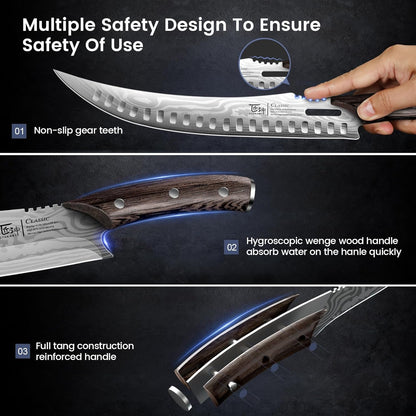 Butcher Knife Set, 3 PCS Kitchen Knife for Meat Cutting, Cleaver, Breaking & Boning Knife