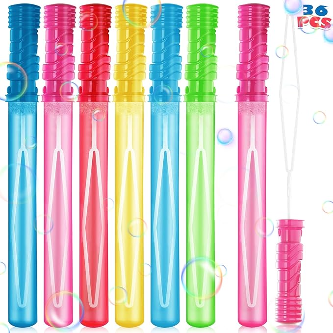 AuroTops 36PCS Big Bubble Wands Bulk for Kids, 15 Inches Bubble Wand Bulk in 6 Colors, Bubble Party Favor Supply for Summer Indoor/Outdoor Activities, Easter, Goodie Bags, Birthday