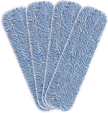 Replacement Microfiber Floor Cleaning Pads - 18''x5'' Dust Mop Refill Sweeping Pad Compatible with Bona Mop, Reusable Dry Mop Head Fits 17” to 18” Flat Mop - 4 Pack