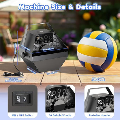 Theefun Bubble Machine: 750ML Metal Automatic Bubble Maker, Portable Professional Bubble Blower Operated by Plug-in Big Bubble Machine for Parties Stages Weddings Indoor and Outdoor Use