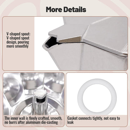 14 Cup Aluminum Moka Pot Classic Stovetop Espresso Coffee Maker 700ml 23oz Coffeemaker Percolator Mocha Pot Greca Coffee Maker Cafe Makers for Italian and Cuban Café Brewing Silver