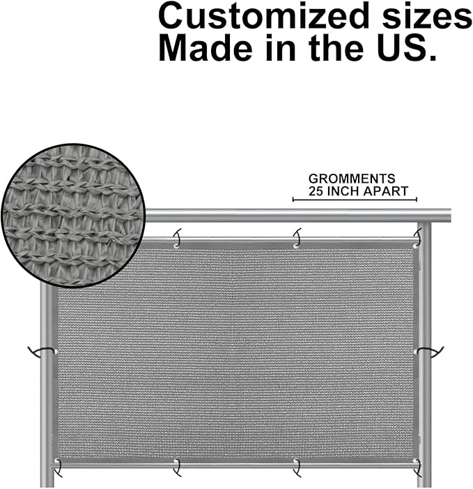 Eden's Decor Balcony Privacy Screen Grey 3'x 41' Cover Mesh Windscreen Weather-Resistant UV Protection for Backyard Deck, Patio, Balcony, Pool, Porch, Fence, Railing, Gardening