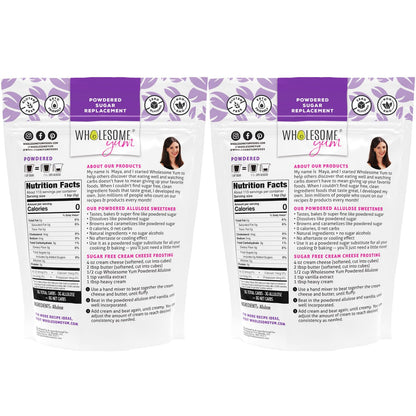 Wholesome Yum Powdered Allulose Sweetener - Natural Keto Powdered Sugar Substitute - Non GMO, Zero Carb, 0 Calorie, Sugar Free, No Aftertaste - Confectioners Sugar Replacement (12 oz, 2 Pack)