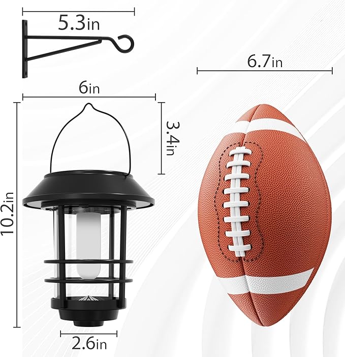 Otdair Solar Lanterns Outdoor Waterproof, 4 Pack Flickering Flames Wall Garden Decor with Glass Shade, Hanging Solar Lights Wall Mount Decorations for Halloween, Front Porch, Patio, Yard.