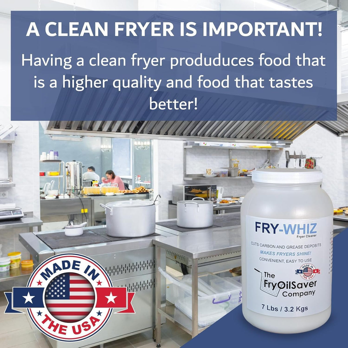 Fry-Whiz Deep Fryer Cleaner, Removes Carbon, Burned-On Grease, Fats, Food Stains & Rusts, Fryers Boil Out Powder for Cleaning Deep Fryers, Griddle, Cleaning Supplies for Food Service(Case of 4-Gallon)