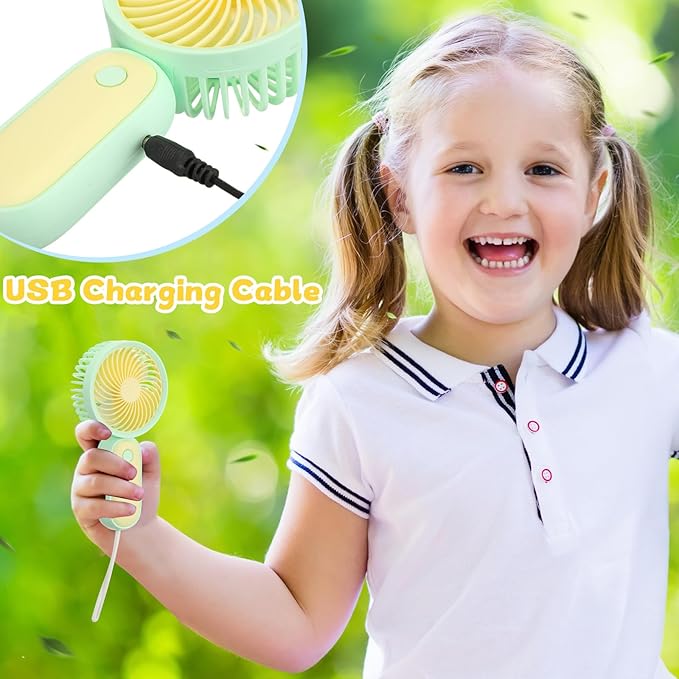 Tujoe Mini Handheld Fan, USB Rechargeable Hand Held Fan Hanging Small Hand Travel Fans Portable Powerful Fans for Women Outdoor Travelling Indoor Home, 4 Colors(20 Pcs)