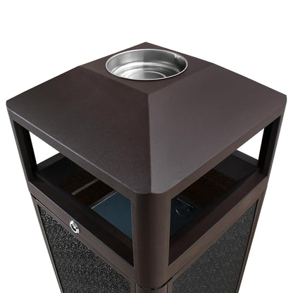 Square Waste Container with Dome Lid | Commercial Outdoor Garbage and Trash Container,Coffee 15 Gallon