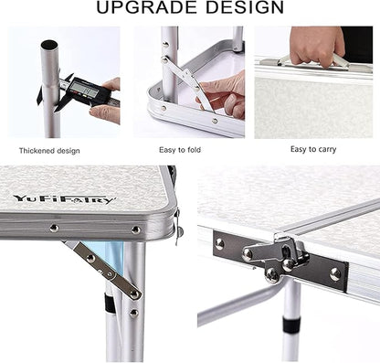 Folding Camping Table, 35''L x16''W Camp Aluminum Table with Adjustable Height Legs, Indoor Outdoor Lightweight Portable Folding Dining Table for Camp Picnic Beach Cooking 3Ft（3 Heights 10"/20"/27"）