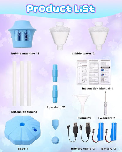 2Pcs Automatic Bubble Machine for Kids,Standing Torch Bubble Maker with Light/Music for Toddlers, Height Adjustable Up 21 to 47 Inches,Pecfect for Birthday and Outdoor Party, Gifts