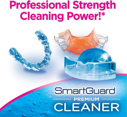 SmartGuard Premium Cleaner Crystals –(110 Cleanings)- Removes Stain, Plaque & Bad Odor from Dentures, Clear Braces, Mouth Guard, Night Guard & Retainers.