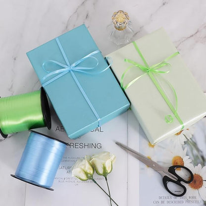 TONIFUL 500 Yards Curling Ribbon-Balloon Ribbon-Balloon String for Art&Craft Decor,Gift Wrapping,Ribbons and Bows for Christmas New Year Birthday Gifts Graduation Supplies (Light Blue and Light Green)