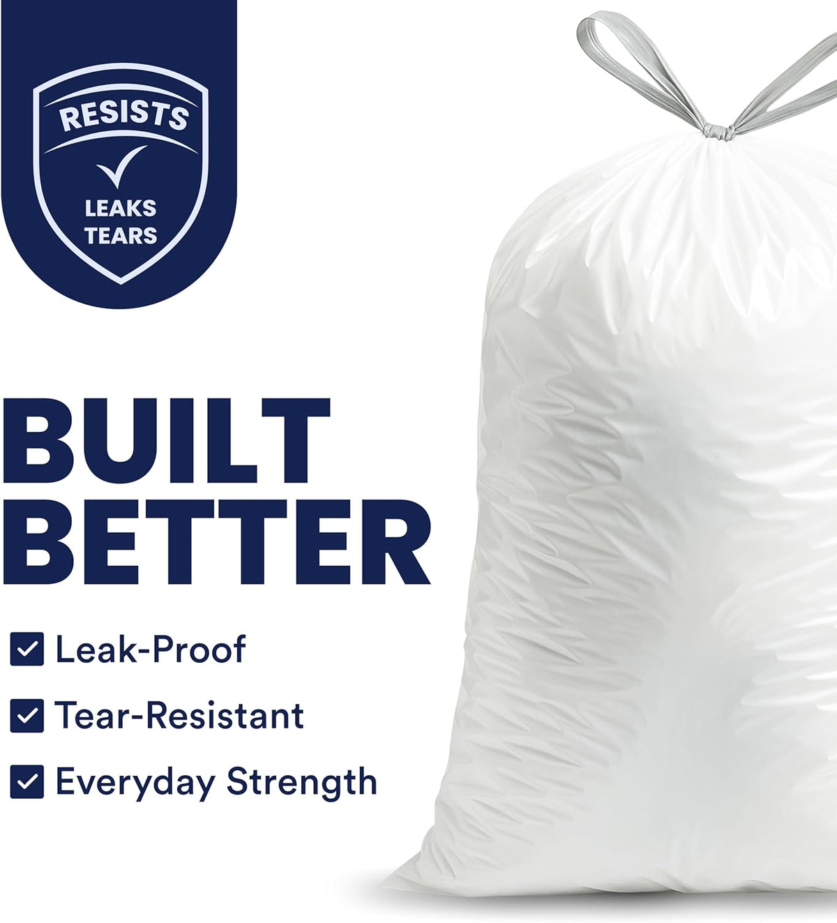 Plasticplace 4 - 6 Gallon White Drawstring Bags, 100% Prime Material, 17x20, 0.7 Mil, 200/Case