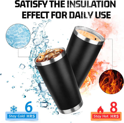 20oz Tumbler with Lid Double Wall Vacuum Insulated Travel Coffee Mug Stainless Steel Thermal Cup Powder Coated Sturdy Coffee Tumbler Bulk for Hot and