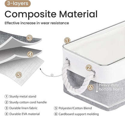Storage Baskets for Shelves 11.8x7.9x5.2 Inch, Foldable Fabric Storage Bins with Handles, Small Storage Baskets for Organizing Closet, Office, Home Organization (3-Pack, White&Gray)