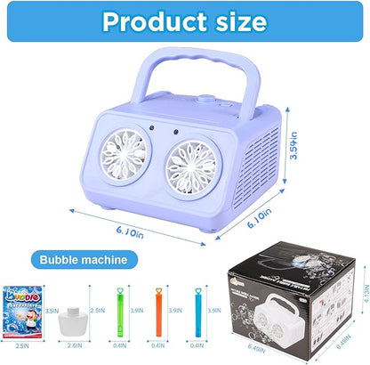 SHCKE Automatic Bubble Machine Upgrade Bubble Blower with 2 Fans,20000+ Bubbles Per Minute, USB-C or Battery Powered,Sealed Bottle, Portable Bubble Maker for Birthday Party Pool Wedding Outdoor