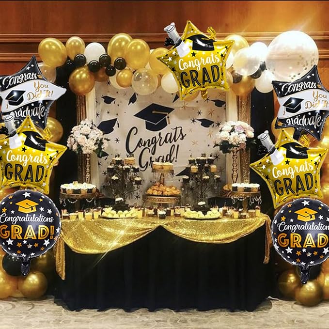 9Pcs Graduation Balloons Class of 2026 Balloons Congrats Grad Balloon for College High School Graduation Party Decorations