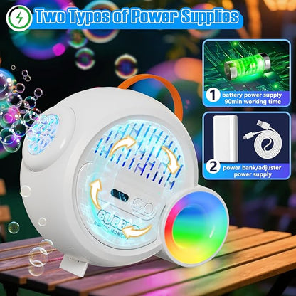 Bubble Machine for Kids Toddlers, Automatic Bubble Blower with RGB Light, 4000+ Bubbles/Min Bubble Maker with 10 Refill Packs, Easter Christmas Birthday Party Gifts for 3 4 5 6 7 8 Year Old Boy Girl