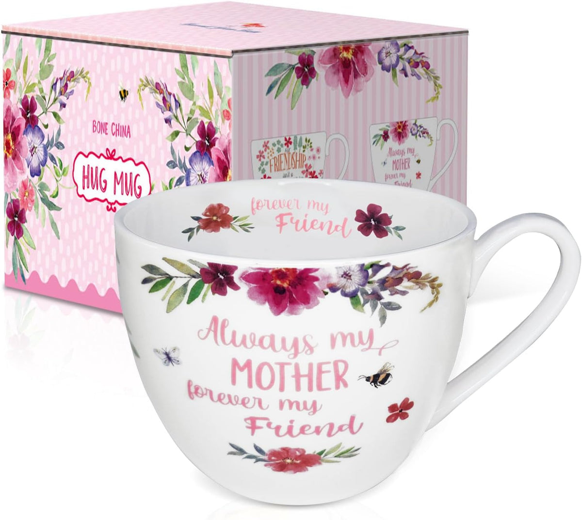 Mom Mugs for Daily Coffee and Tea, Premium 20 oz Bone China Coffee Tea Hug Mug, Perfect Holiday, Birthday, and Mother's Day Gift for Moms