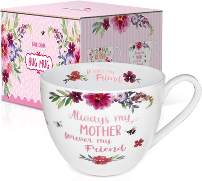 Mom Mugs for Daily Coffee and Tea, Premium 20 oz Bone China Coffee Tea Hug Mug, Perfect Holiday, Birthday, and Mother's Day Gift for Moms