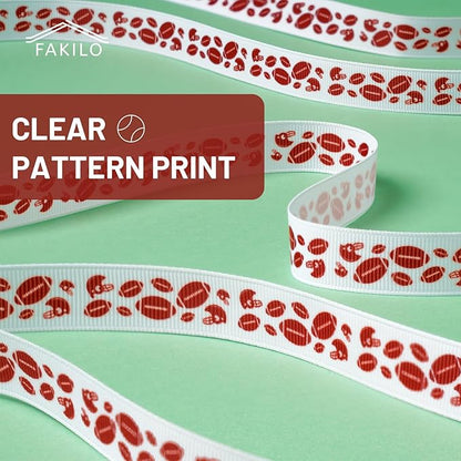 Football Ribbons 5 Rolls 20 Yards Total, 5/8" Sports Grosgrain Football Themed Ribbons for Gift Wrapping Crafts Making Hair Bows and Team Party Decor